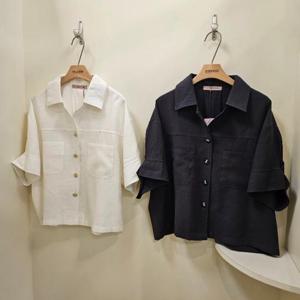 스테파니 HC07 린넨 앞 포켓 반팔 자켓 A25JK5225