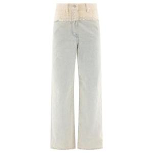 GIVENCHY Oversized denim and tweed mixed jeans with 4G detail BW50WG5YB5128