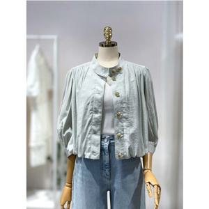 올리브데올리브 (OW5MB441) 셔링장식 블루종 셔킷 블라우스