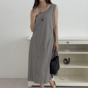 빅사이즈 506 흑임자폴리민소매원피스 DGOU771