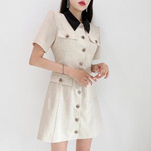 [금찌]금찌 클로엔 카라 배색 원피스 ST7643D