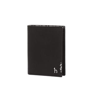 [헤지스/선물포장]블랙 체크장식 소가죽 중지갑HJWA5F295BK