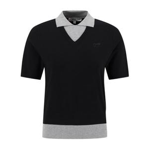 [마스터바니에디션] (421E3SR112)여성 컬러 블록 카라 반팔 니트