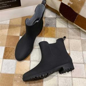 앵글부츠예쁜장화 여름 장화 숏레인 발목 당말철 고무 부츠 여성용 검정