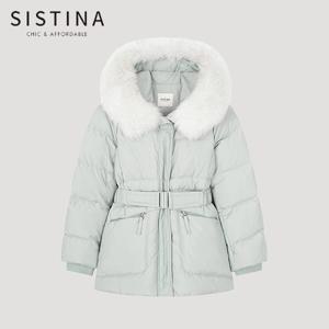 [SISTINA] 인기 폭스퍼 후드 벨티드 덕다운 점퍼_ASDJPO41050_MI