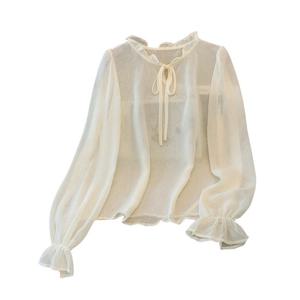 [예쎄][예쎄] 프릴넥리본 시스루 레이어드 블라우스 (S4FBL405A)