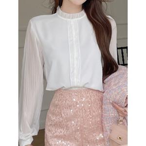 [예쎄][예쎄] 프릴 장식 시스루 소매 블라우스 (S5SBL043A)