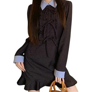 [예쎄][예쎄] 배색 카라 프릴 리본장식 원피스 (S5SOP031A)