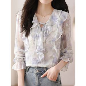 [예쎄][예쎄] 플라워패턴 러플 오간자 블라우스 (S5SBL030A)