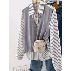 [예쎄][예쎄] 레이어드 조끼 스트라이프 셔츠 (S4FSH013A)