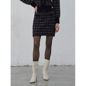 [에고이스트]네이비 메탈 믹스 자카드 미니 스커트 EN4KS960