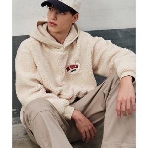 [지프]공용 뽀글이 배색 긴팔 후드티셔츠 JP4THU402