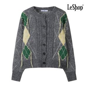 [르샵]아가일 짜임 울 니트 버튼 가디건 BP9KC025A