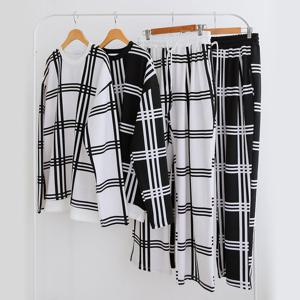 남자 와이드 더블체크 스판 밴딩 팬츠 5C-PTA-Q081-베이지