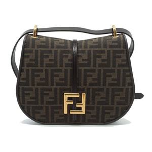 [펜디]커몬 미디움 FF 자카드 패브릭 레더백 브라운 8BT366AQ08F