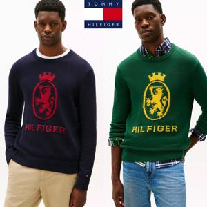 타미힐피거 MW40841 인타르시아 니트 크레스트 로고 유기농 코튼 남자 크루넥 스웨터