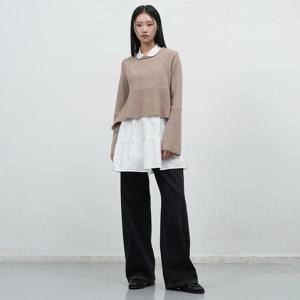 WOMAN 니트 레이어드 러플 셔츠 원피스 [2COL] / WBE4L15510