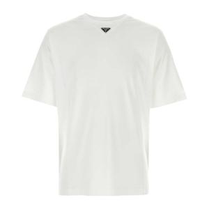 프라다 화이트 코튼 크루넥 티셔츠 UJN861S232240 F0009