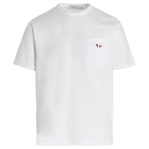 메종키츠네 23FW 트리컬러 폭스 패치 티셔츠 화이트 FM00120KJ0010 P100
