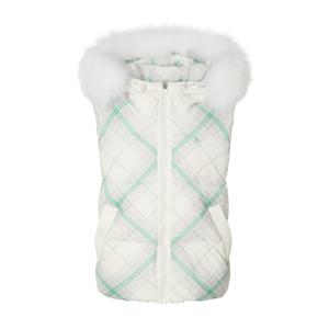 헤지스 골프 여성 25FW 아이보리 여성 체크 패턴 다운 패딩 베스트 점퍼 HWJU5D752IV