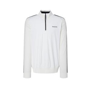 헤지스 골프 25FW 화이트 남성 우븐 하이브리드 쿼터집 니트 HUSW5D714OW