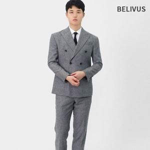 빌리버스 남성 데일리 투피스 세트 헤링본 패턴 울블렌드 더블 자켓 정장 BVOT173
