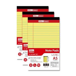노트패드(A5 노랑 1팩 3권 Office Factory) 노트 수첩 리포트패드 메모 스티키 스티키노트 공책 부착 점착 스티치노트
