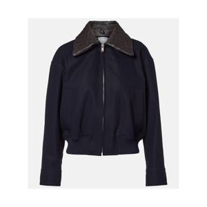 보테가베네타 레더 트리밍 코튼 트윌 블루종 재킷 P01119008