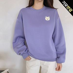 [올리비에스클로젯]기모 베어 패치 오버핏 맨투맨_O2511TS200D