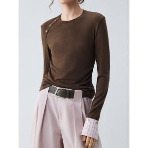 [예쎄](예쎄) 페이크 셔츠 레이어드 라운드넥 니트(S5FTS016A)