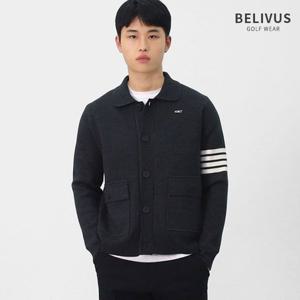빌리버스 남성 간절기 데일리 버튼 디테일 골프웨어 니트 카라 가디건 BOBT051