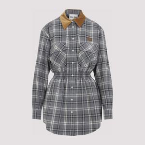 미우미우 체크 패턴 버튼 프론트 미니 원피스 MF6159SOOO 1807