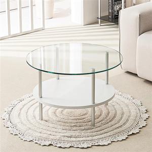 우아미가구 노엘 원형 650 화이트 유리테이블