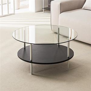 우아미가구 노엘 원형 800 블랙 유리테이블