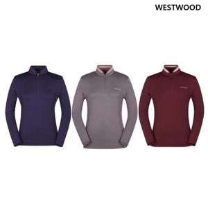 [웨스트우드] 여성 배색 반집업 기모 티셔츠 (3컬러) WM4WCTS316