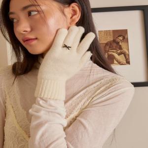 [질스튜어트] 화이트블랙 리본장식 핑거홀터치장갑 JAGV5F811WT