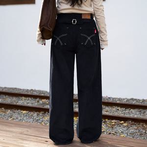 [피핀] 710987 코듀로이 사이드 절개 뒷버클 스티치 팬츠