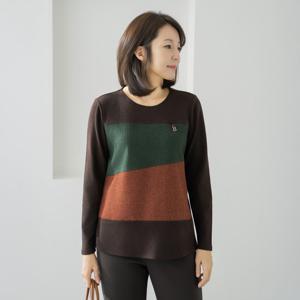 엄마옷 마담4060 전면배색포인트티셔츠 데일리 여성 -ZTE2512010-