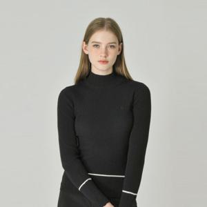 [헤지스골프]블랙 여성 원 라인 포인트 하이넥 니트(HWSW5C901BK)