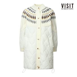 [비지트인뉴욕]니트 배색 퀄팅 롱 점퍼 V5BJP11