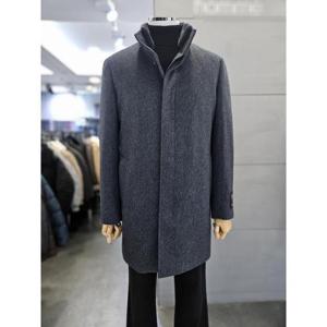 바쏘옴므 세이브존03 바쏘옴므 남자 차콜 울  혼방 밍크래빗FUR 하프 코트 WSAQZ4CJ14A