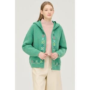 [베네통]단작 자수 후드 집업 니트 가디건 (BAKC07511)