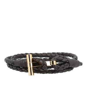 톰포드 브레이디드 가죽 골드 클라스프 팔찌 JM005 ICL002GEIR