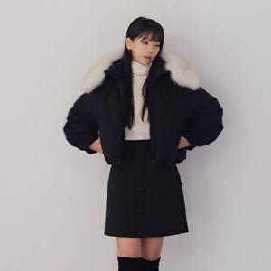 [샤틴]폭스퍼 덕다운 숏패딩 점퍼/S244P875