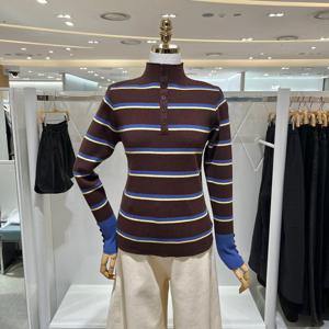 [밸리걸] 컬러 스트라이프 버튼  니트 824070