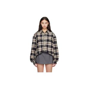25 FW CPLUS Series 여성 베이지   블랙 체크 오버사이즈 셔츠 252369F109000