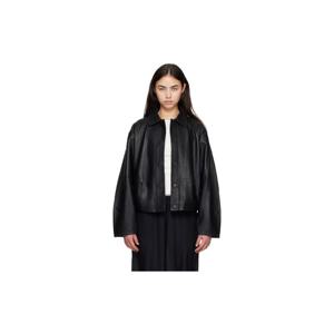 25 FW 세인트 아그니 여성 블랙 코쿤 가죽 재킷 261193F064001
