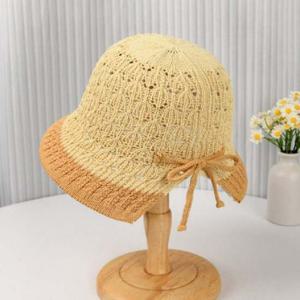 투톤 리본끈 보넷 햇 베이지