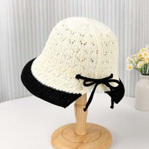 투톤 리본끈 보넷 햇 화이트