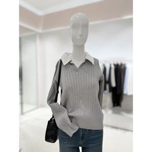 [숲]오픈카라패치 스판니트  SB9LK33C